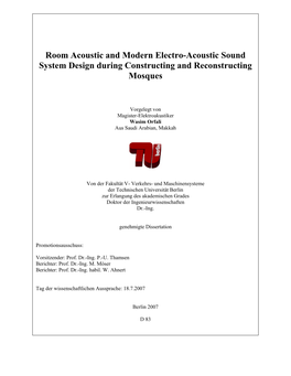 Room Acoustic and Modern Electro-Acoustic Sound System Design During Constructing and Reconstructing Mosques