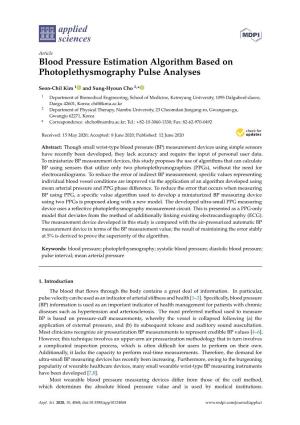 Blood Pressure Estimation Algorithm Based on Photoplethysmography Pulse Analyses