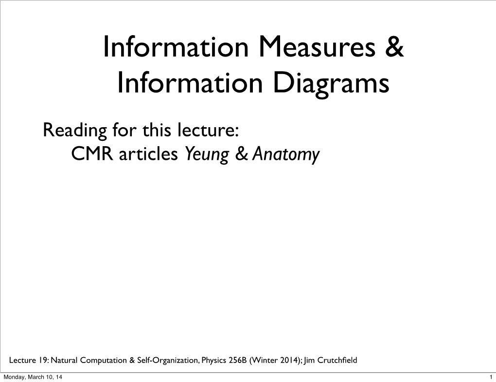 Information Measures & Information Diagrams