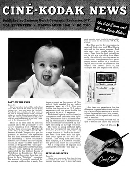 Cine Kodak News; Vol. 17, No. 2; March