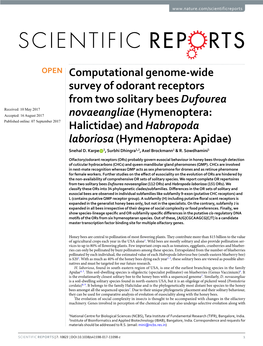 Computational Genome-Wide Survey of Odorant Receptors From