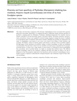 Diversity and Host Specificity of Psylloidea