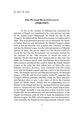 The Punjab Muslim League (1940-1947)