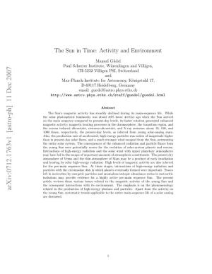 The Sun in Time: Activity and Environment