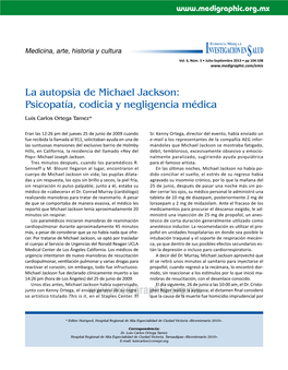 La Autopsia De Michael Jackson: Psicopatía, Codicia Y Negligencia Médica