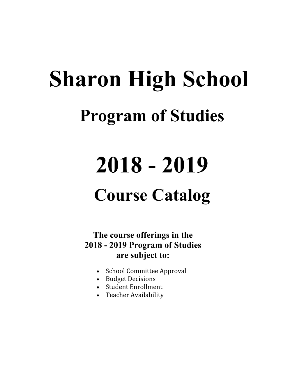 Sharon High School 2018