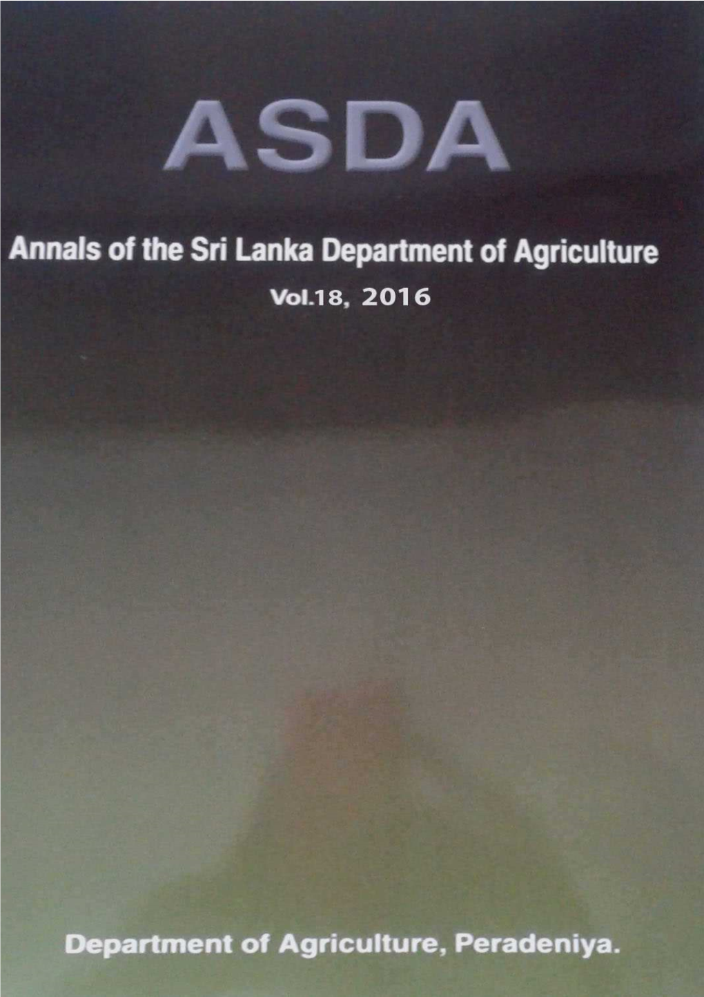 Annals of the Sri Lanka Department of Agriculture ASDA 2016