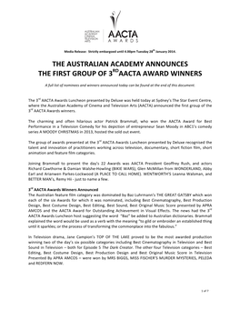 Aacta Award Winners