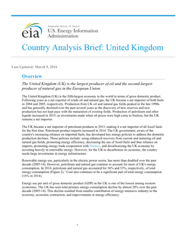 Country Analysis Brief: United Kingdom