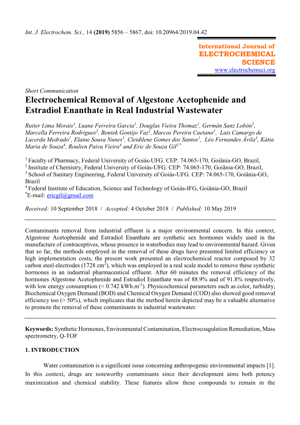 Electrochemical Removal of Algestone Acetophenide and Estradiol Enanthate in Real Industrial Wastewater