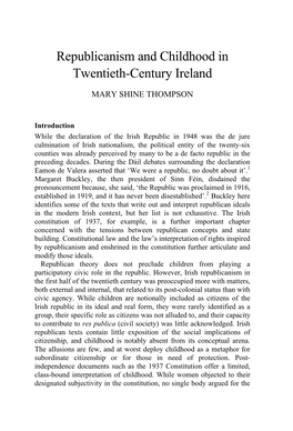 Republicanism and Childhood in Twentieth-Century Ireland