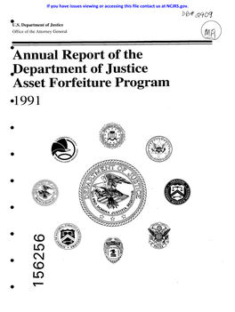 "Annual Report of the ,Department of Justice Asset Forfeiture Program O1991