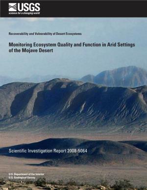 Monitoring Ecosystem Quality and Function in Arid Settings of the Mojave Desert