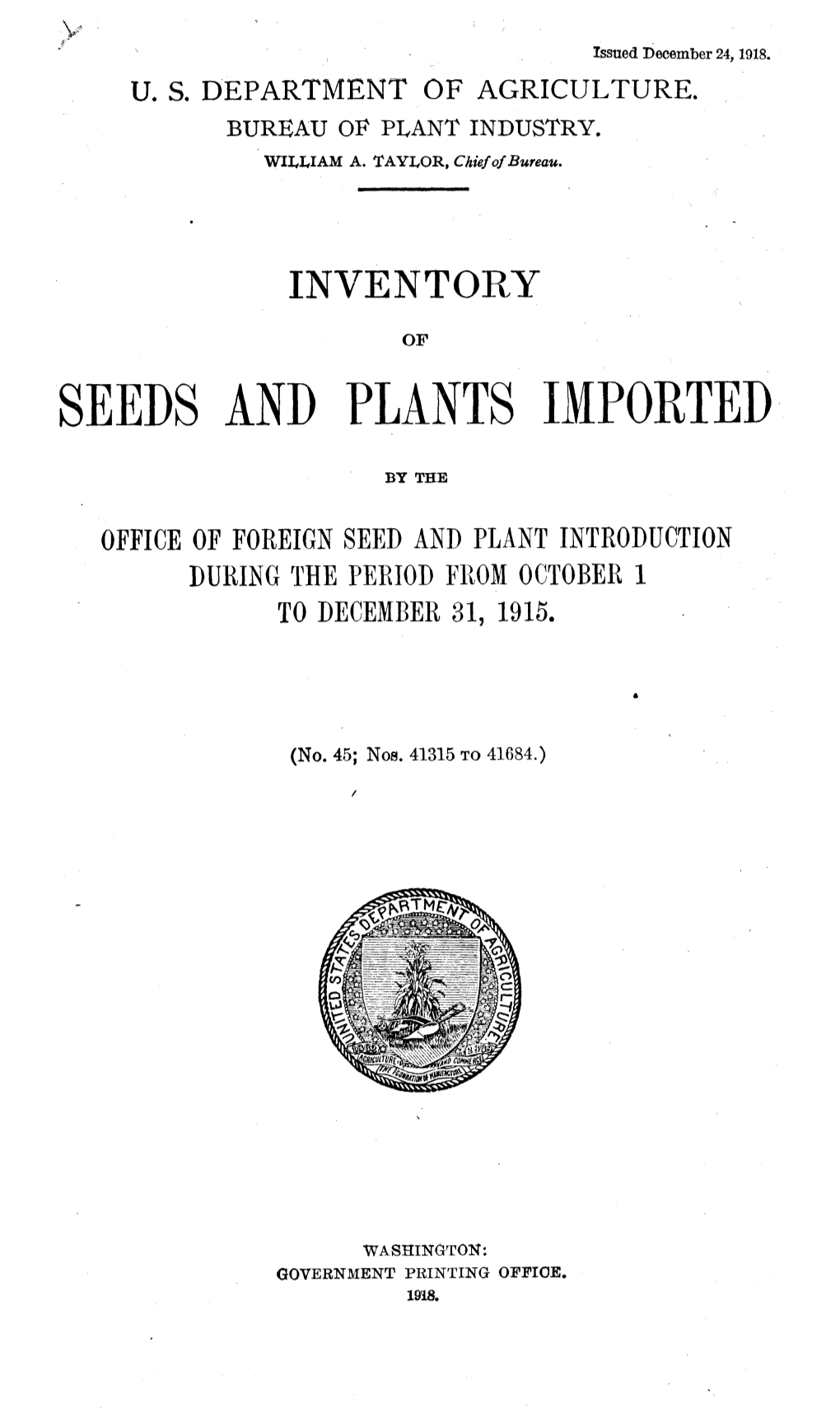 Seeds and Plants Imported