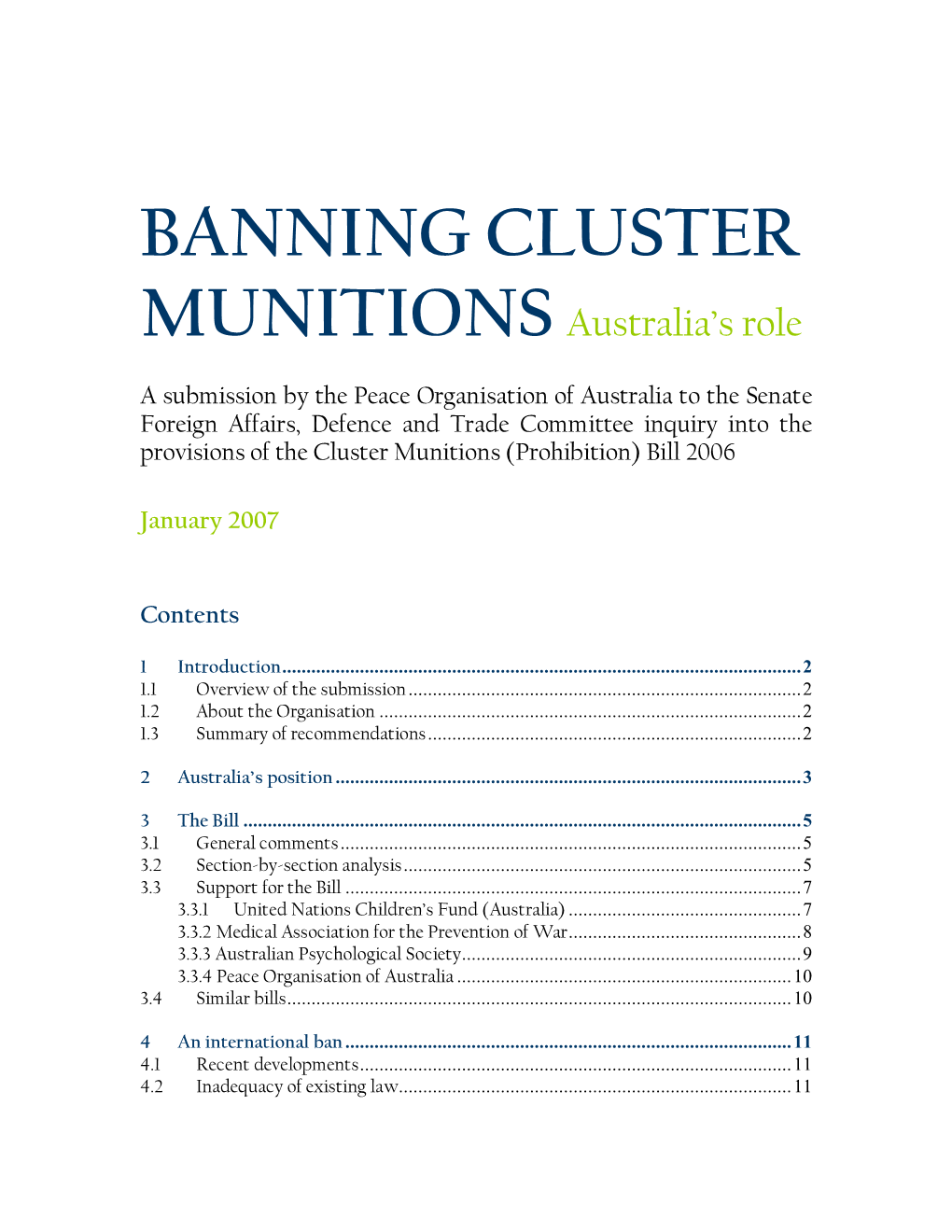 Cluster Munitions (Prohibition) Bill 2006