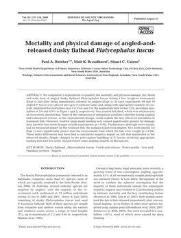 Mortality and Physical Damage of Angled-And-Released Dusky