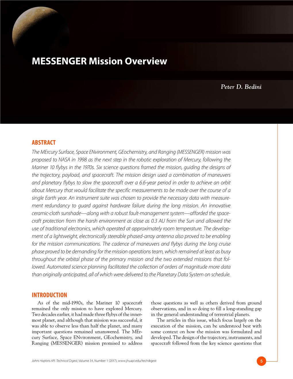 MESSENGER Mission Overview