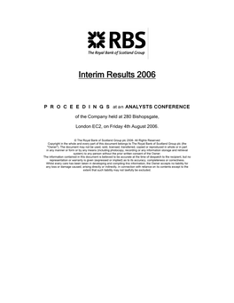 Interim Results 2006