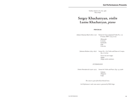 Sergey Khachatryan, Violin Lusine Khachatryan, Piano