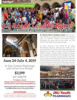 Roads Lead to Rome Youth / Family Pilgrimage Through Italy
