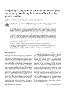 Morphological Requirements in Limulid and Decapod Gills: a Case Study in Deducing the Function of Lamellipedian Exopod Lamellae