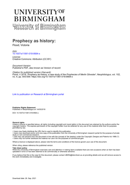 A New Study of the Prophecies of Merlin Silvester', Neophilologus, Vol