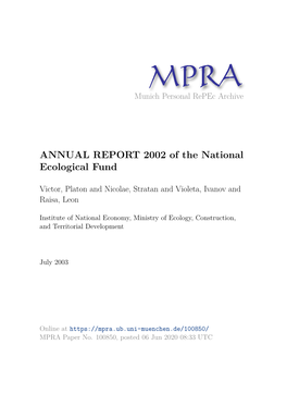 ANNUAL REPORT 2002 of the National Ecological Fund