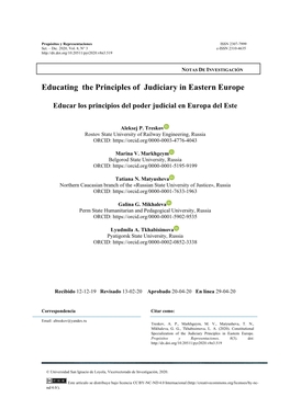 Educating the Principles of Judiciary in Eastern Europe