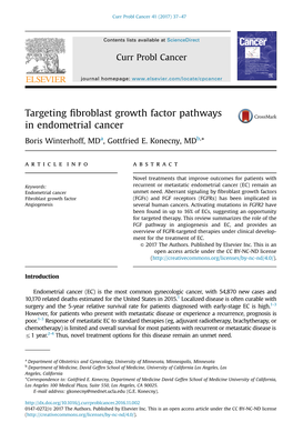 Targeting Fibroblast Growth Factor Pathways in Endometrial Cancer