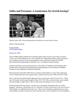 Pdf Salita and Foreman: a Renaissance for Jewish Boxing?