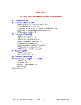 Chap05: a Closer Look at Instruction Set Architectures