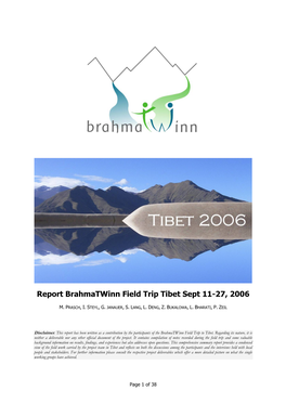 Report Brahmatwinn Field Trip Tibet Sept 11-27, 2006
