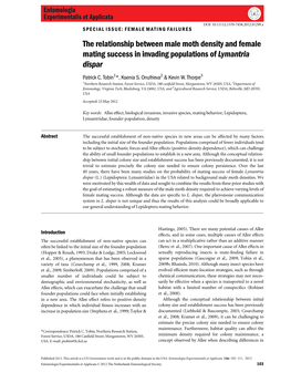 The Relationship Between Male Moth Density and Female Mating Success in Invading Populations of Lymantria Dispar