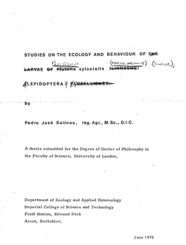 Studies on the Ecology and Behaviour of Xj4e