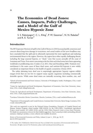 The Economics of Dead Zones: Causes, Impacts, Policy Challenges, and a Model of the Gulf of Mexico Hypoxic Zone S