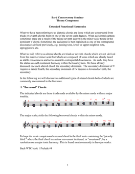 1 Bard Conservatory Seminar Theory Component Extended Functional