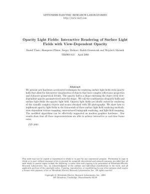 Interactive Rendering of Surface Light Fields with View-Dependent Opacity