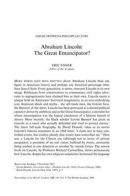 Abraham Lincoln: the Great Emancipator?