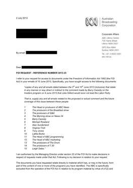 2 July 2013 [Personal Information Redacted]
