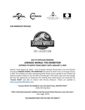 Jurassic World: the Exhibition Extends Its North Texas Debut Until January 2, 2022
