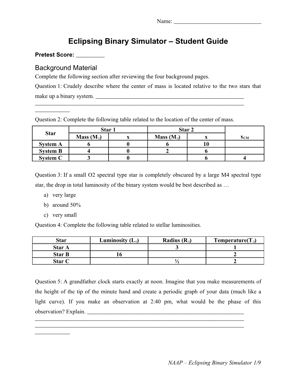 Eclipsing Binary Simulator Student Guide s1