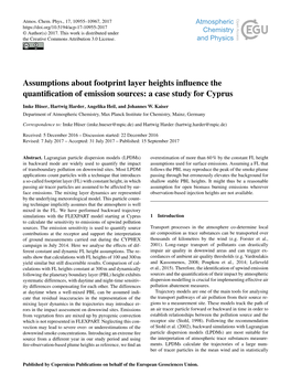 Assumptions About Footprint Layer Heights Inﬂuence the Quantiﬁcation of Emission Sources: a Case Study for Cyprus