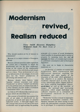 Modernism Revived, Realism Reduced