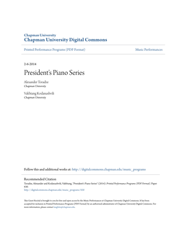 President's Piano Series Alexander Toradze Chapman University
