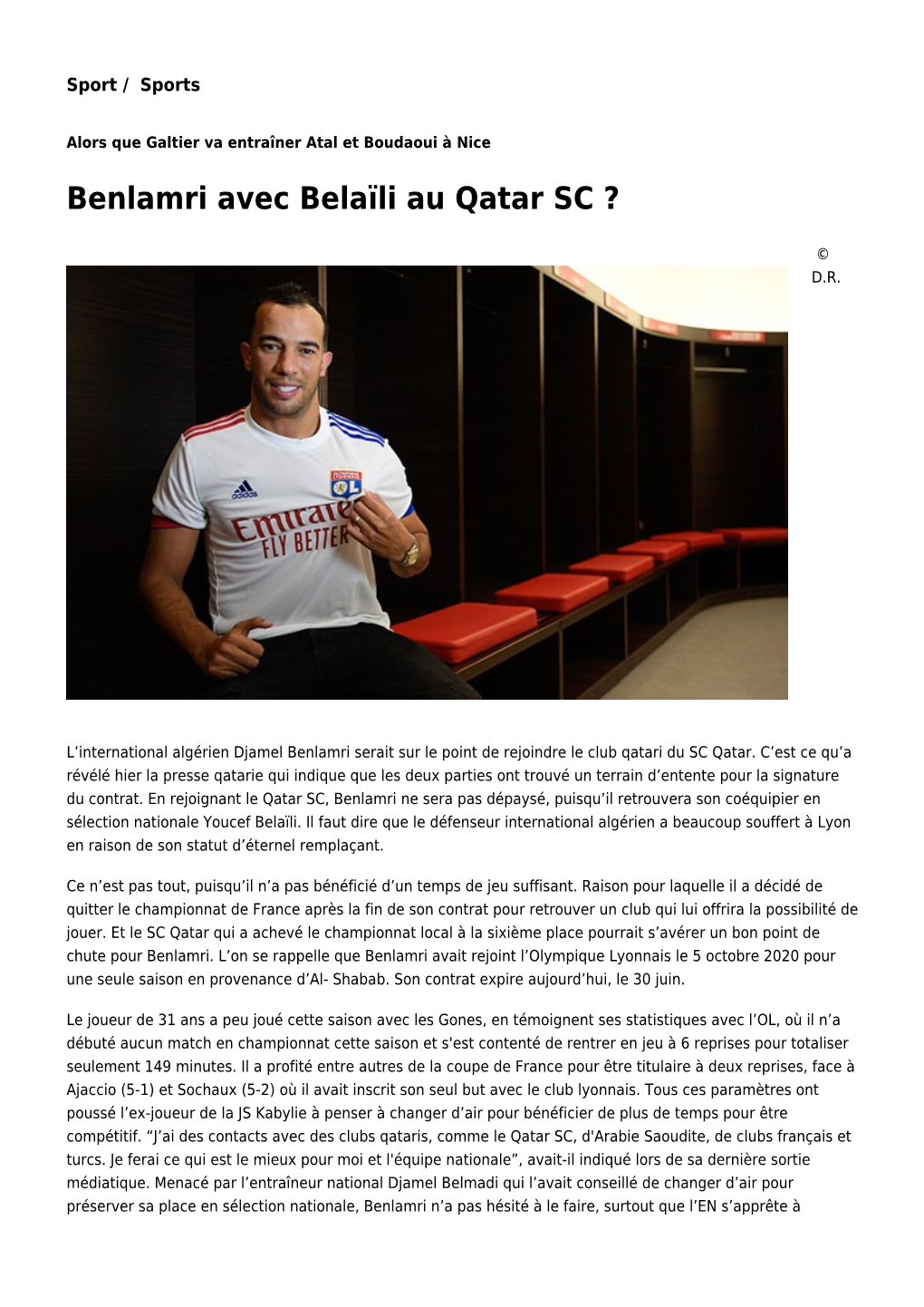 Benlamri Avec Belaïli Au Qatar SC ?