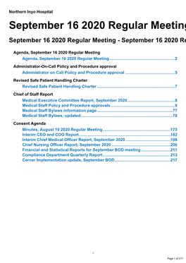 September 16 2020 Regular Meeting