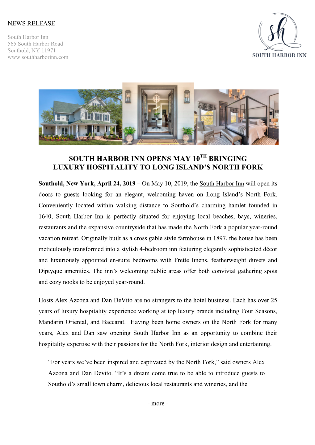 South Harbor Inn Opens May 10Th Bringing Luxury Hospitality to Long Island’S North Fork