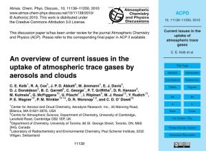 Current Issues in the Uptake of Atmospheric Trace Gases by Title Page Aerosols and Clouds Abstract Introduction Conclusions References 1 2 3 4 5 C