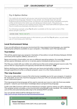 LISP Environment Setup