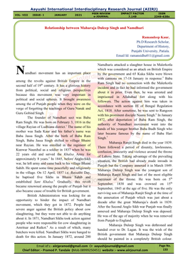 Relationship Between Maharaja Duleep Singh and Namdhari